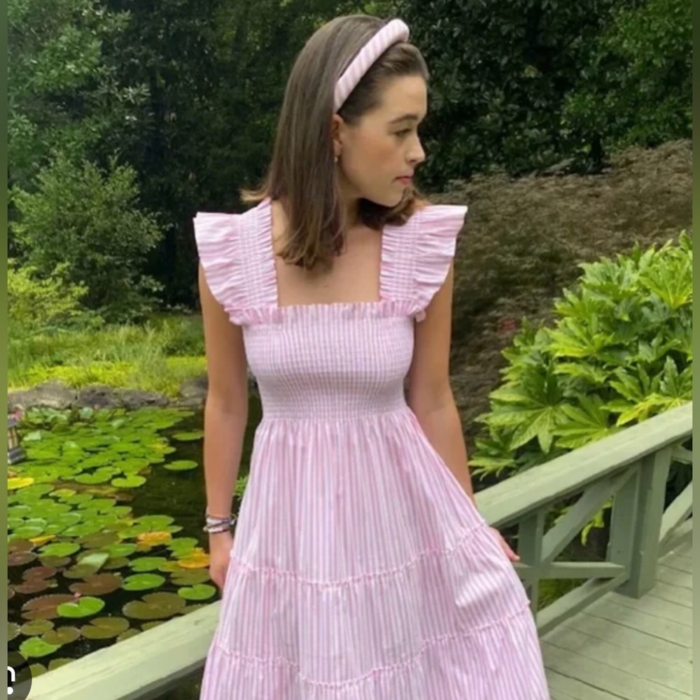 Hill House Nap Dress in Pink Stripe, Size Small